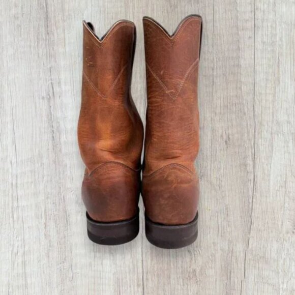 Justin Western Cowboy Boots Tan Brown Leather Pull-On Mens Size 10.5B Style 3408 - Picture 3 of 7